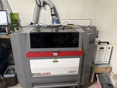 Boss co2 Laser Industrial Laser Cutter/Engraver - Used, w/ Chiller & Exhaust and rotary chuck and roller