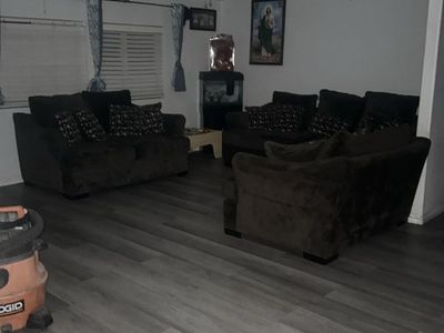 Brown Microfiber Living Room Set with Sofa and Loveseat