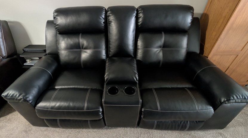 RC Willey Reclining Loveseat with Console - Black