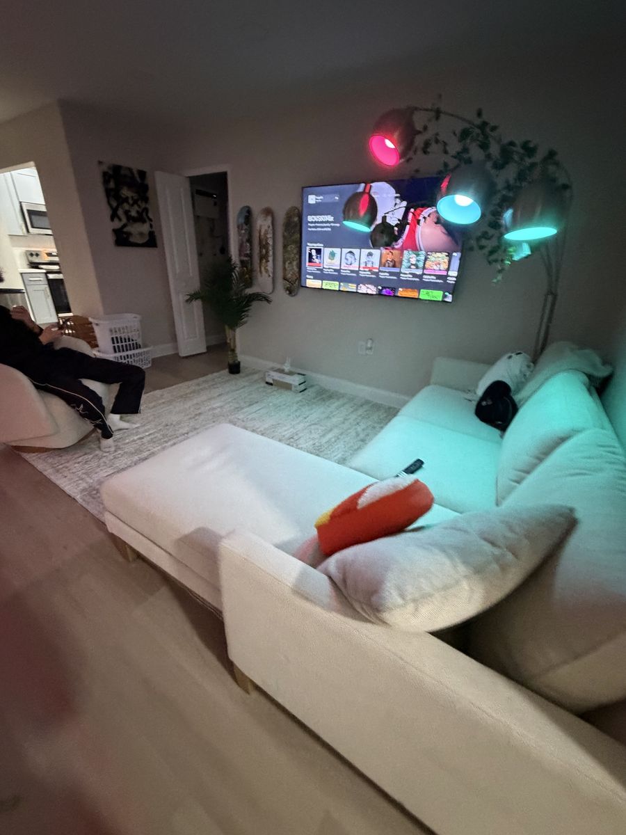 Modern Cream Sectional Couch Set + Chair & Ottoman
