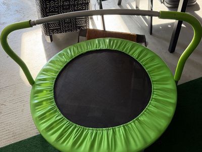 Unbranded Mini Trampoline with Handle Bar, Green & Black, Portable Rebounder