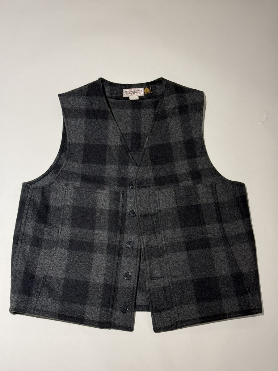 Vintage Filson Mackinaw Wool Vest - Gray/Black Plaid - Size 46 (L/XL)