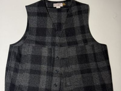 Vintage Filson Mackinaw Wool Vest - Gray/Black Plaid - Size 46 (L/XL)