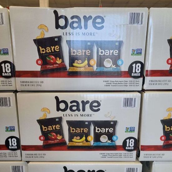 Bare Baked Crunchy Fruit Chips Variety Pack – 3 New Boxes (54 Snack Bags Total)
