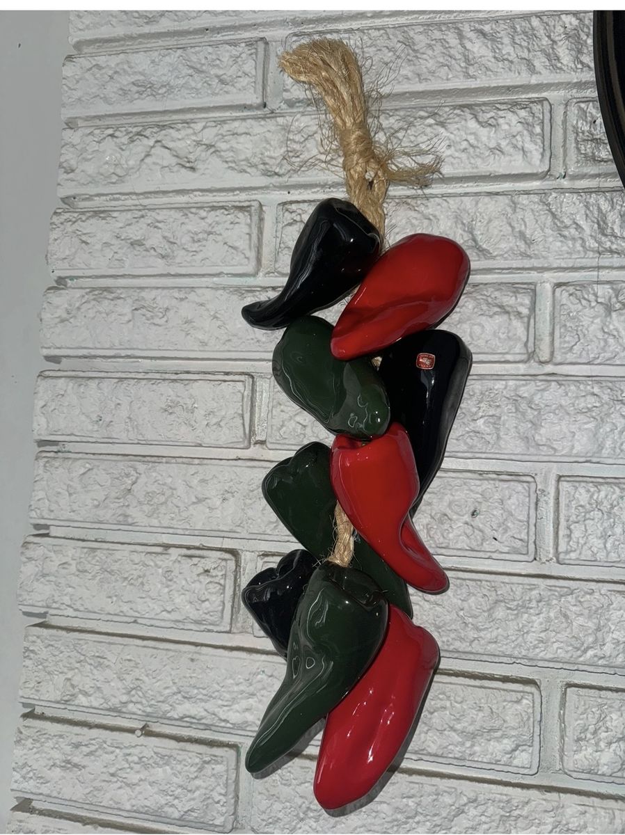Vintage Mexican Ristra Red & Green Ceramic Peppers