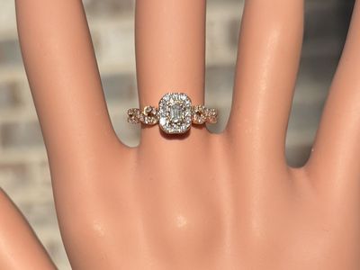 GIA AUTHENTICATED 14k ROSE GOLD 3/4 ct DIAMOND ENGAGEMENT RING! EMERALD CUT CENTER!