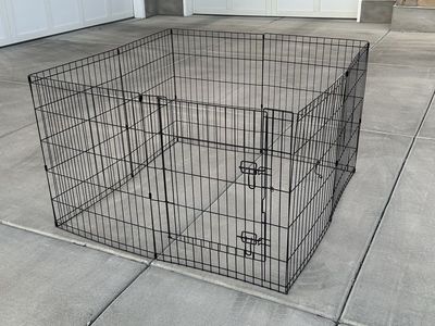 Black Wire Pet Playpen / Exercise Pen with Gate - Indoor/Outdoor Enclosure for Small to Medium Pets.