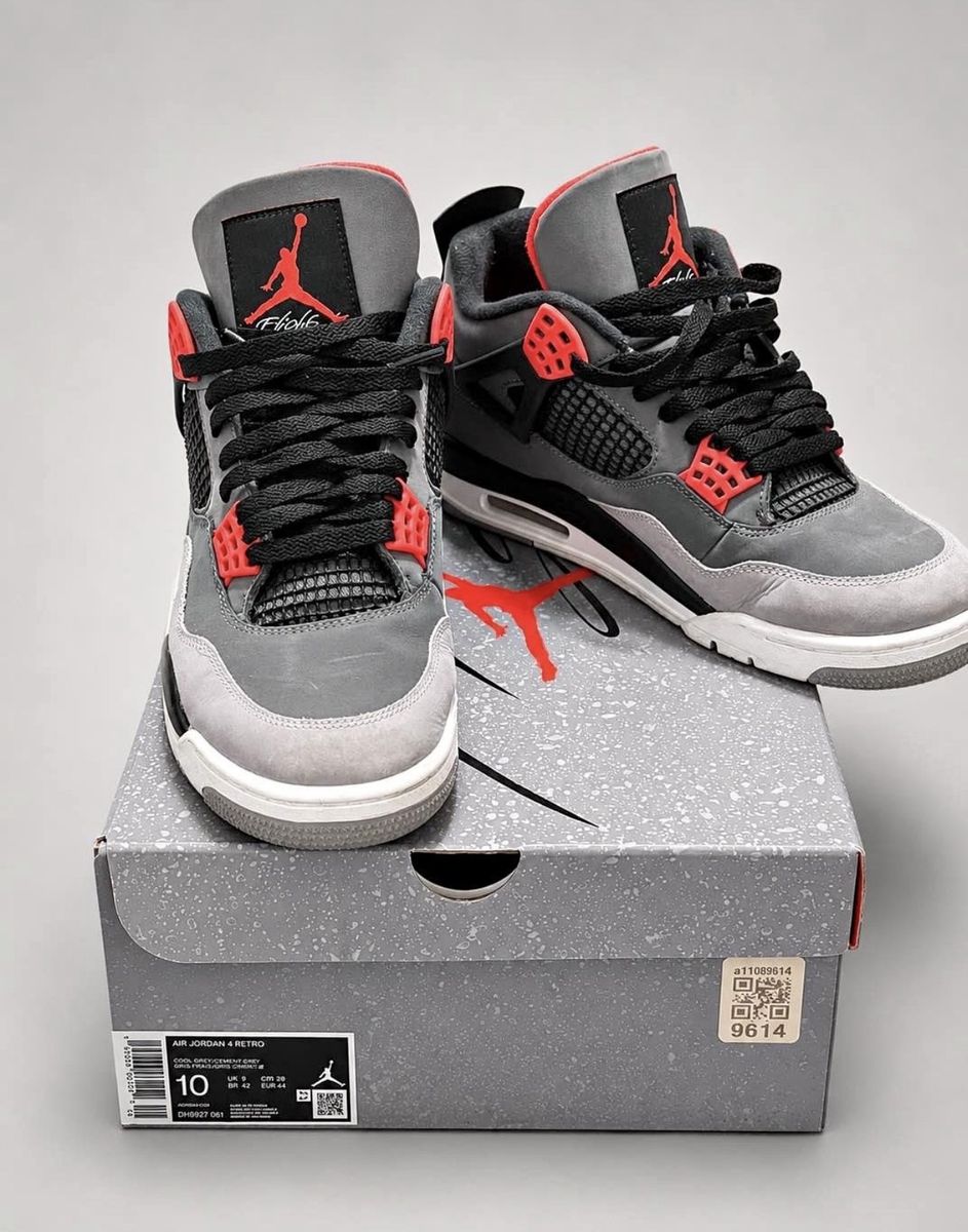 Nike Air Jordan 4 Retro Cool Grey Cement Grey Men's Shoes Size 10 with Original Box