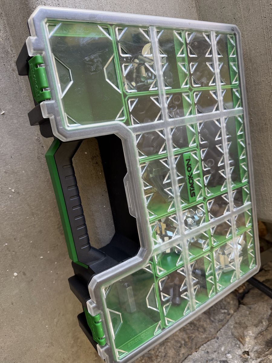 Stack-On Organizer Case with Assorted Bolts, Nuts, and Fasteners