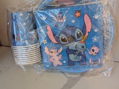 Disney Stitch Party Supplies Set - Plates, Napkins, & Cups