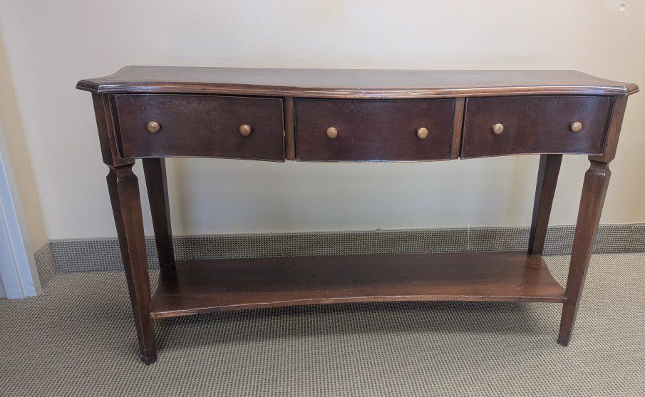 Dark Wood Console Table with 3 Drawers and Lower Shelf