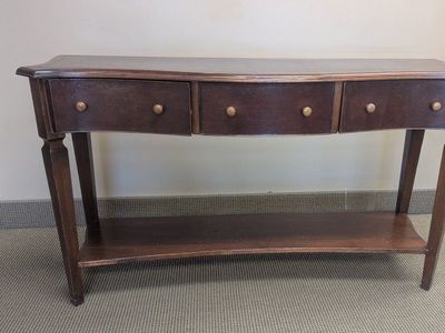 Dark Wood Console Table with 3 Drawers and Lower Shelf