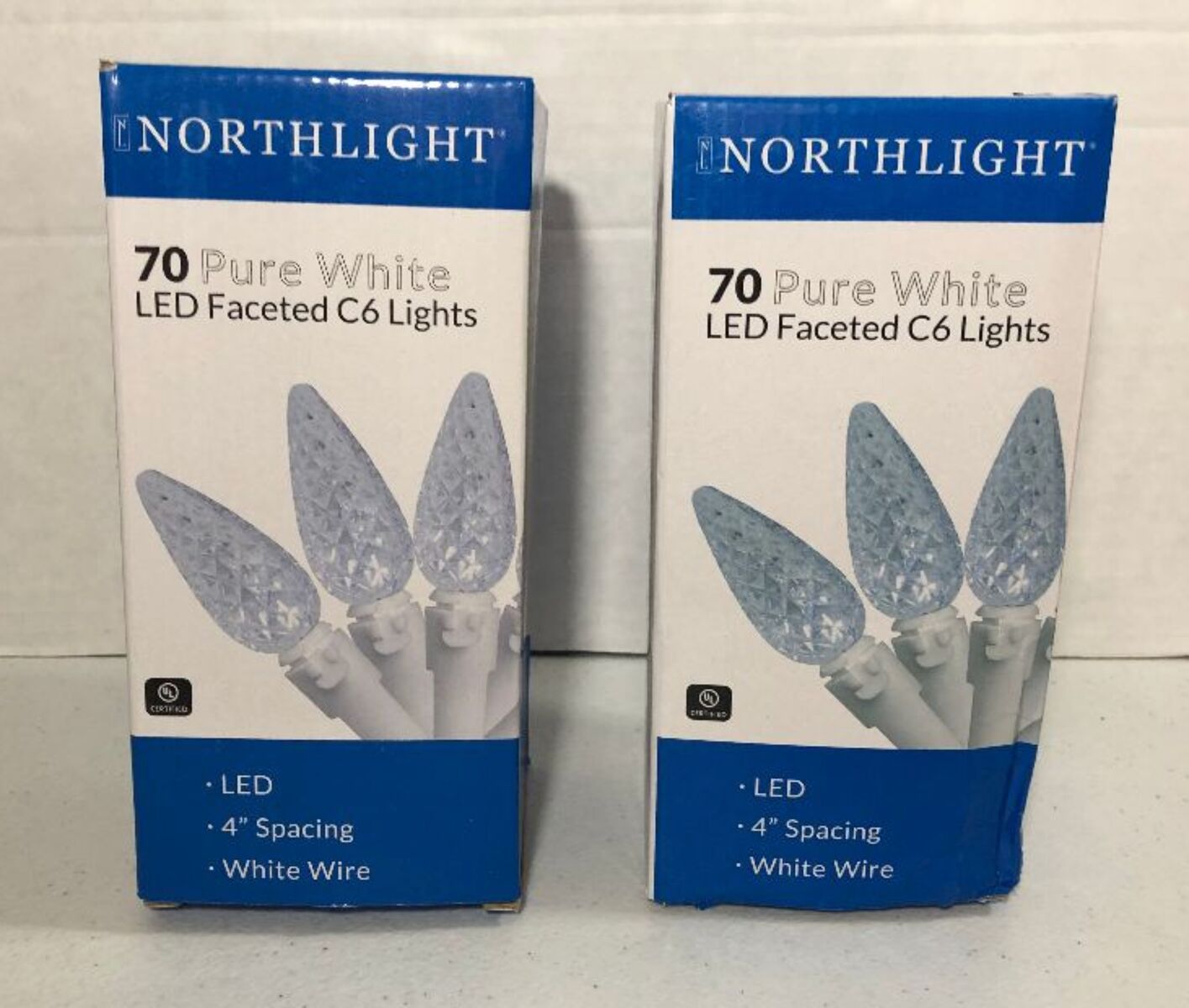 Northlight 70 Pure White LED C6 Christmas String Lights - 23 ft White Wire (2 box lot)