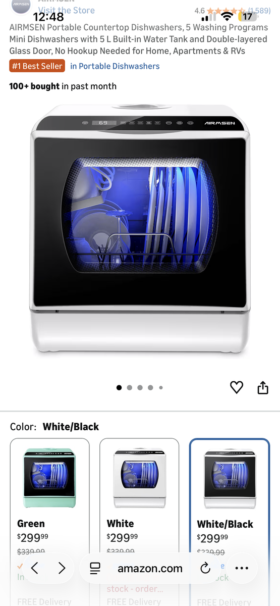 Airsmen tabletop portable dishwasher