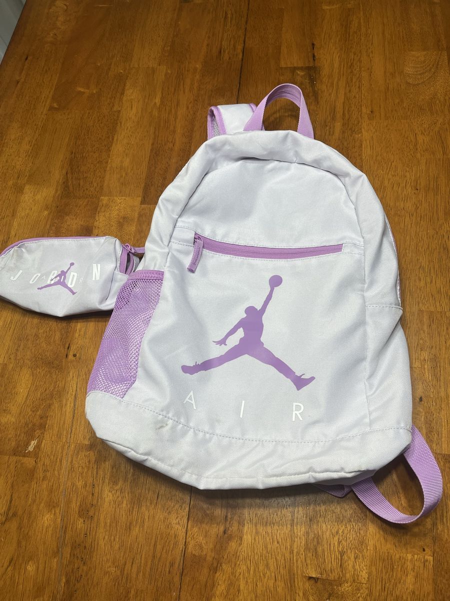 Jordan Air Jumpman Backpack & Pencil Case Set - Lilac Purple & White (Small)