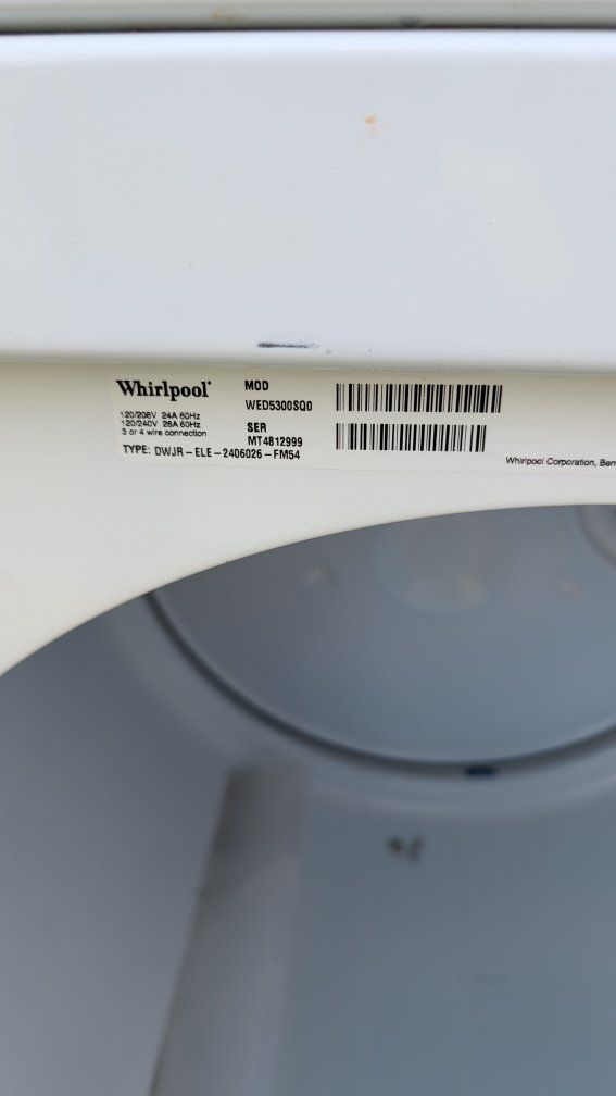 Whirlpool WED5300SQ0 Electric Dryer - White, Used, Functional