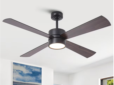 Parrot Uncle 52-in Matte Black with Matte Black/Walnut Blades RGB LED Smart Fan
