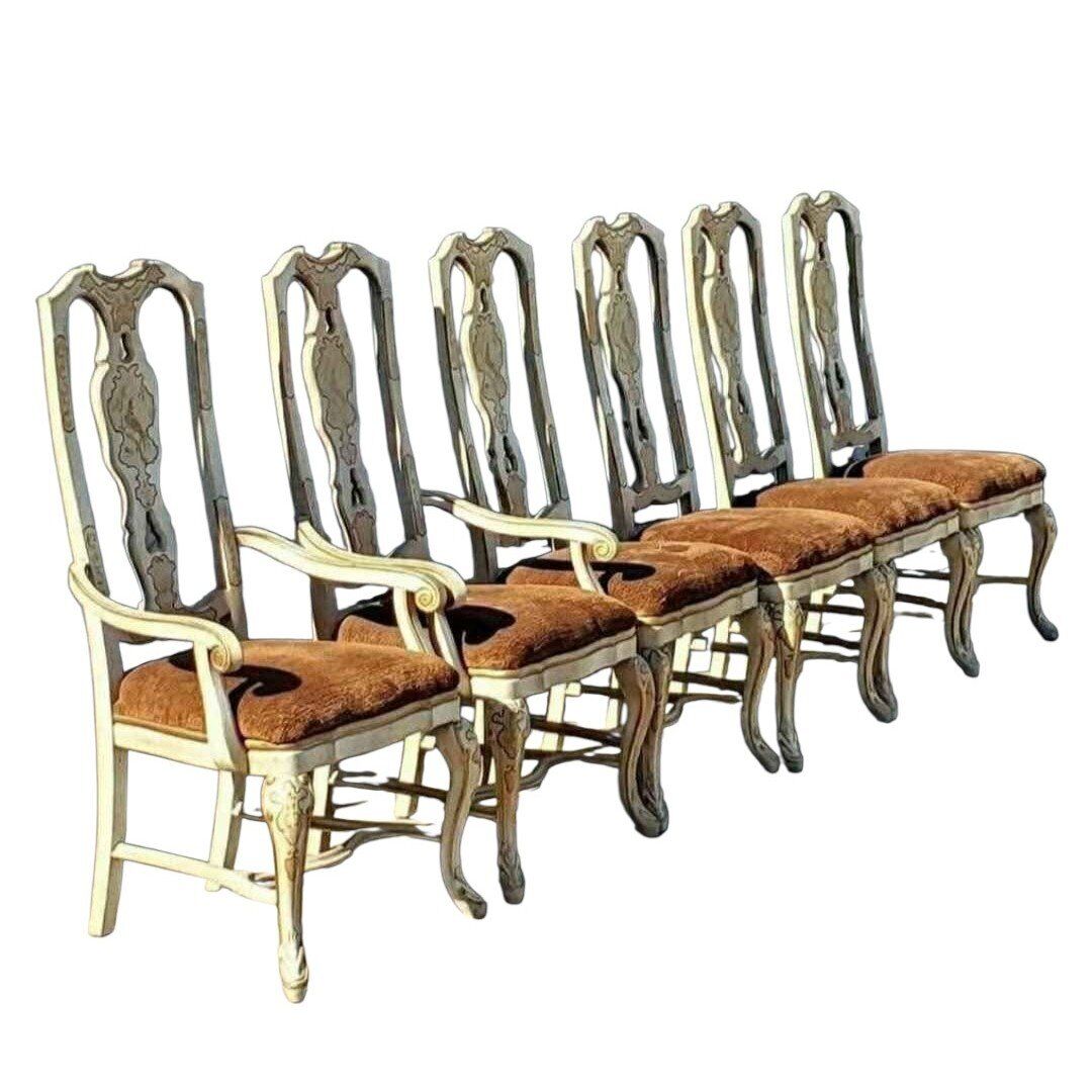 Set of 6 Drexel Heritage Dining Chairs Chinoiserie