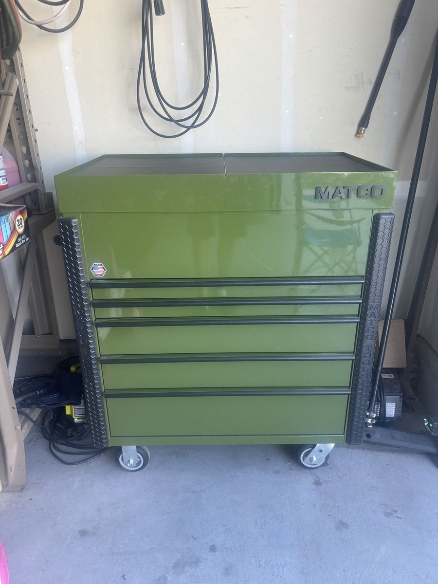 Matco Tools Green Rolling Tool Chest Cabinet with Sliding Top