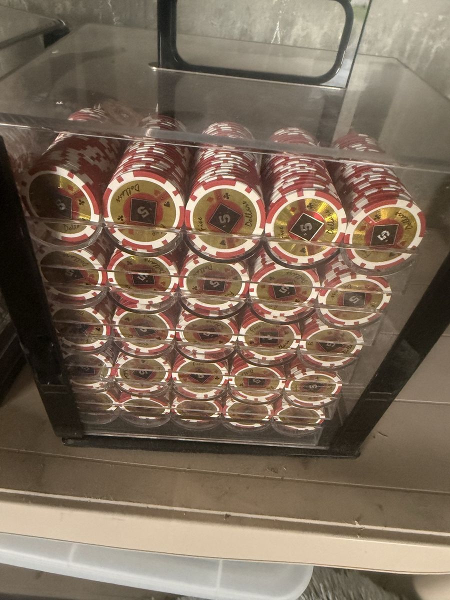 Acrylic Poker Chip Carrier Case with Multiple Denomination Chips