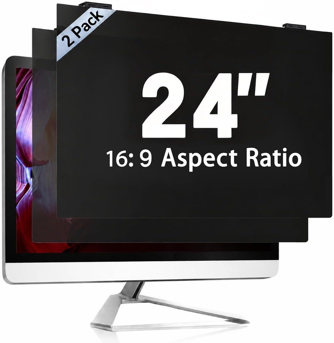 NEW 2 Pack 24 Inch Computer Privacy Screen Filter, 9H Hardness Anti-Scratch Shield for 23.6/23.8" Widescreen Monitor(16:9)