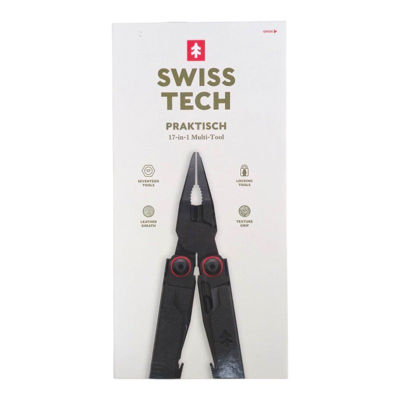 Swiss Tech Praktisch 17-in-1 Multi Tool AUS-8 Blade Leather Sheath