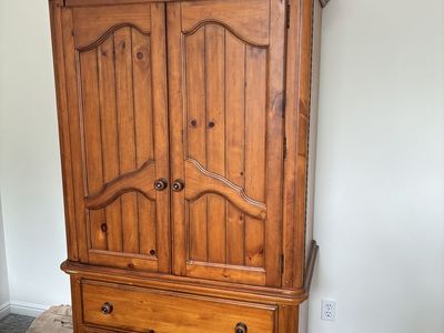Rustic Wooden Armoire Dresser Combo with Two Bottom Drawers