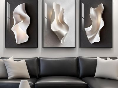 New Framed New Modern Black and White Abstract Wall Art for Living Room, Large 3 Piece Bright Style