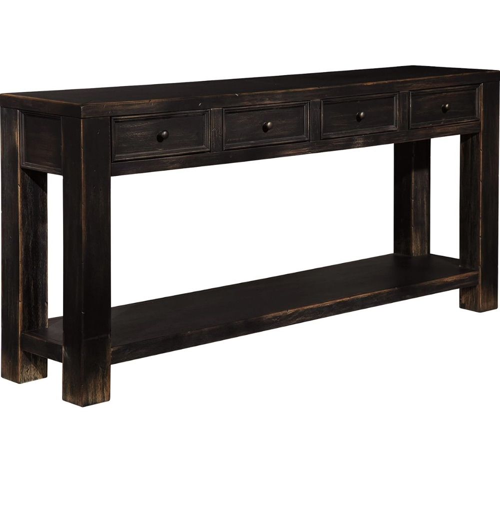 Ashley -Black Console Table with 4 Drawers