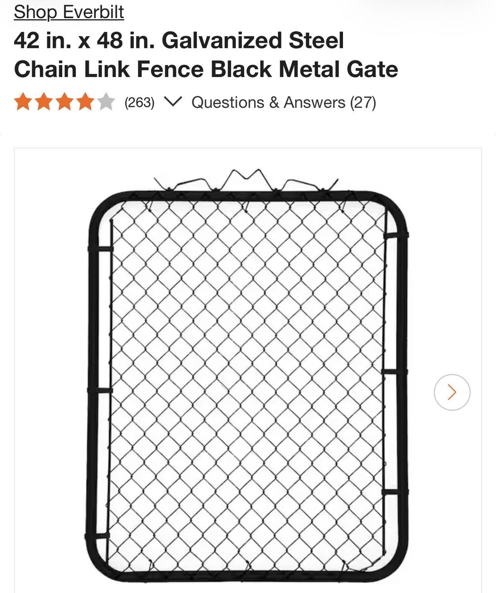 40% LESS THAN HOME DEPOT! BRAND NEW Ever Bilt 42” x 48” black chain-link fencing walk-through gate