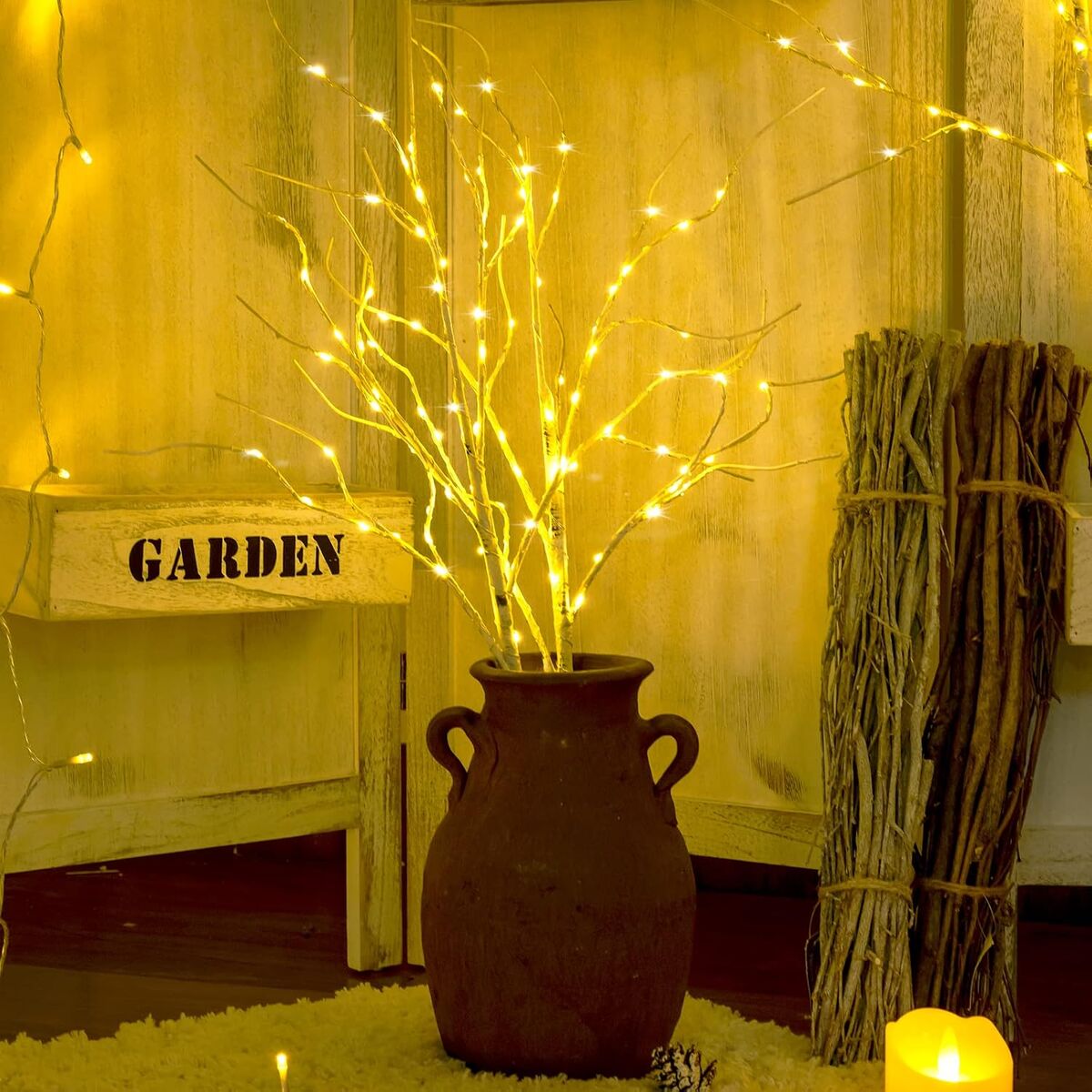 Lighted Birch Tree Branch with Fairy Lights 32IN 100 LED, Christmas, Easter Warm White Light