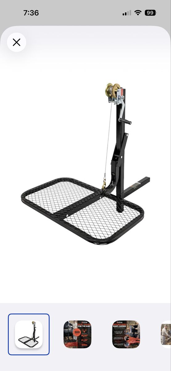Hitch-Mounted Game & Load Hoist Lift with Winch Platform