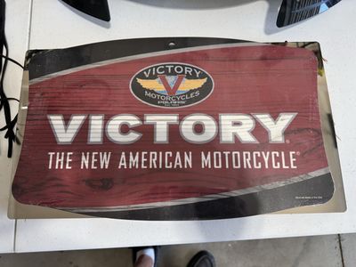 Victory Motorcycles Polaris "The New American Motorcycle" Wood Sign, New, Indoor Use Only