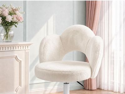 Fluffy Rolling Makeup Vanity Chair with 360 Swivel and Adjustable Height