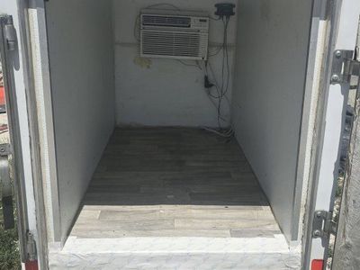 White Enclosed Refrigerated Cargo Trailer w/ AC Unit - Compact Utility Trailer. 4ft x 8ft