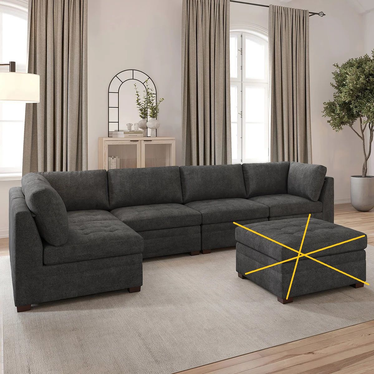 Thomasville Tisdale Modular 5-piece Sectional, Dark Gray 1782774 #86421