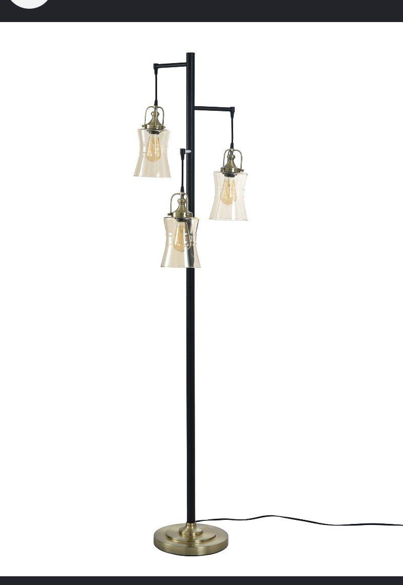 Modern 3-Light Industrial Floor Lamp with Glass Shades