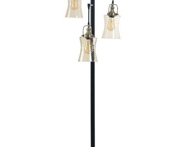 Modern 3-Light Industrial Floor Lamp with Glass Shades