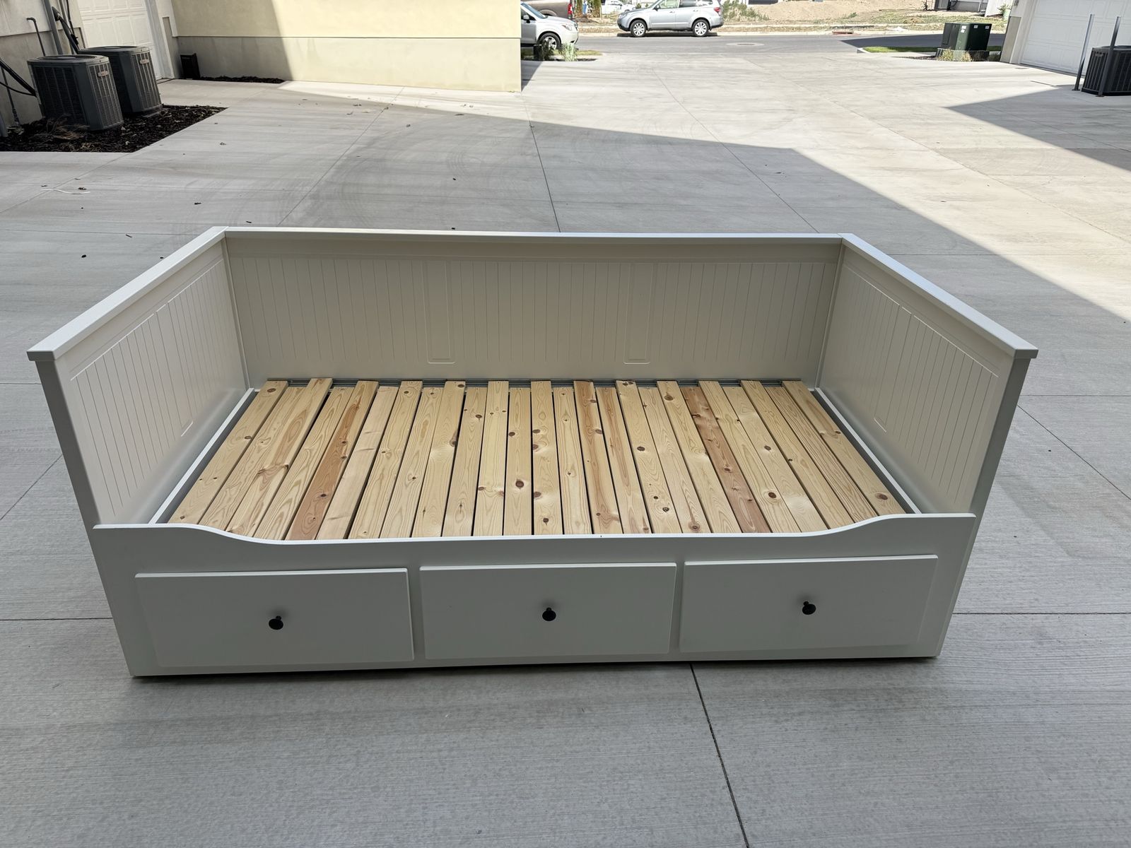 White IKEA Daybed Frame with 3 Storage Drawers - Twin Size