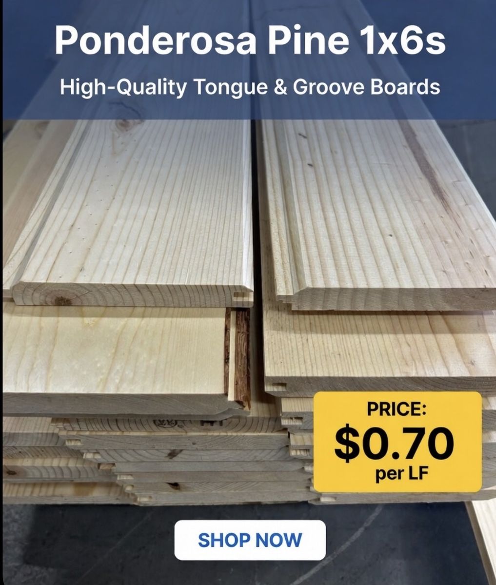 1X6 Tongue N Groove – 8/12/16 ft – Only 70¢/LF!