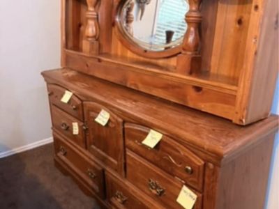 Wood vanity and dresser