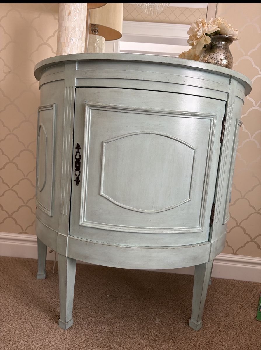 Sage green armoire or living room accent table