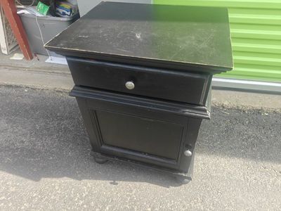 Black Wooden Nightstand/End Table with Drawer and Cabinet Storage