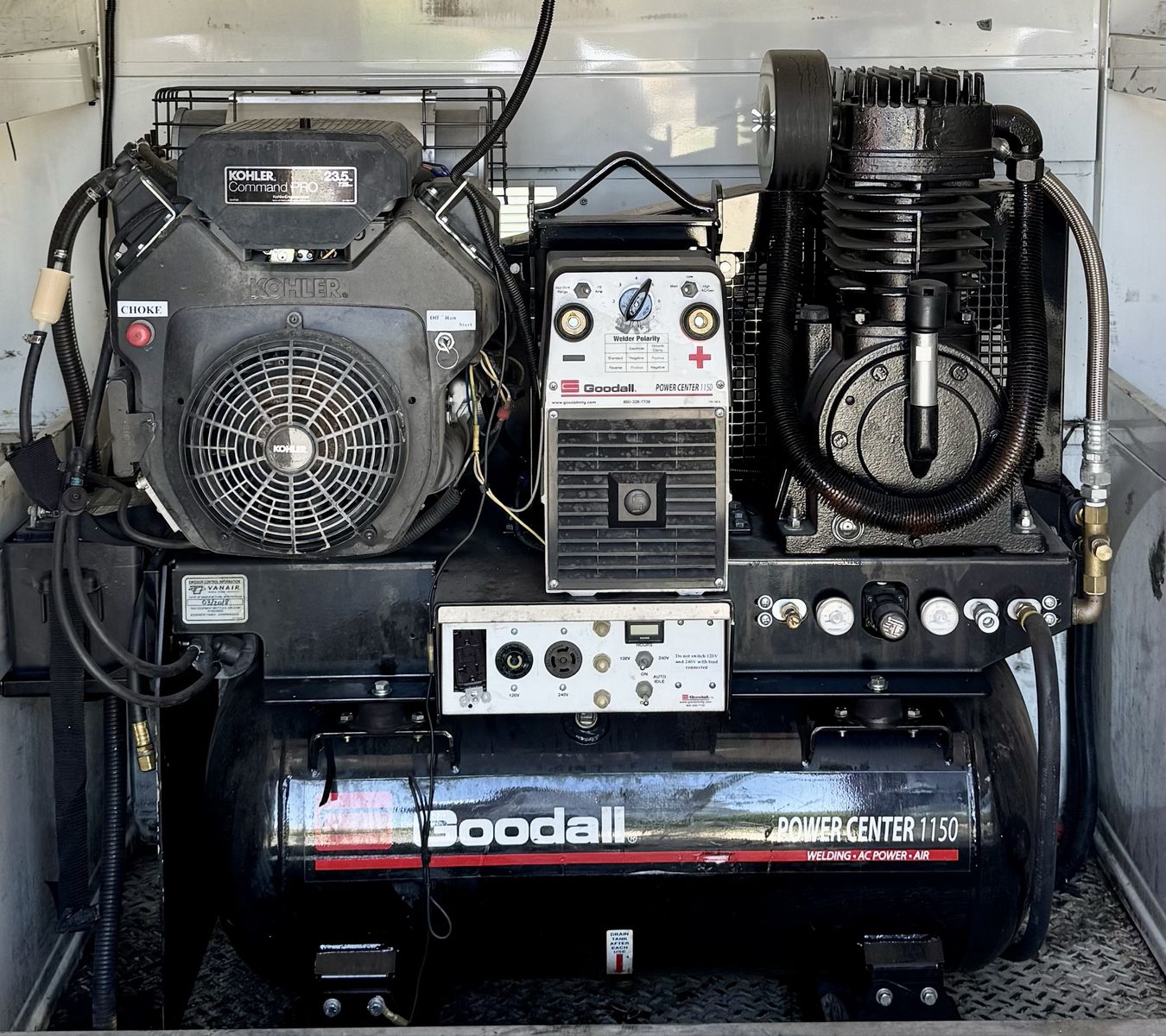 Goodall Power Center 1150 Welding AC Power Air Compressor Vanair Kohler 23.5HP 2018