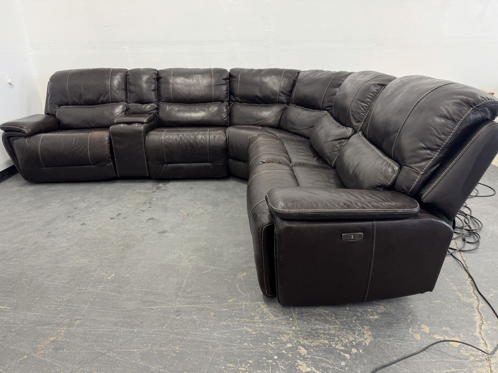 COSTCO LEATHER POWER RECLINER SECTIONAL SOFA COUCH