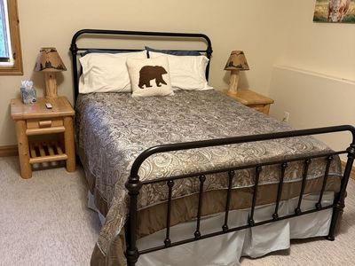 Queen Size Black Metal Bed Frame with New Queen Mattress