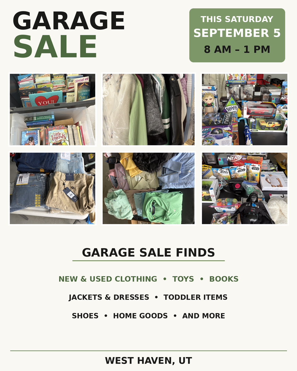 Garage Sale - Clothing, Books, Toys & Home Goods