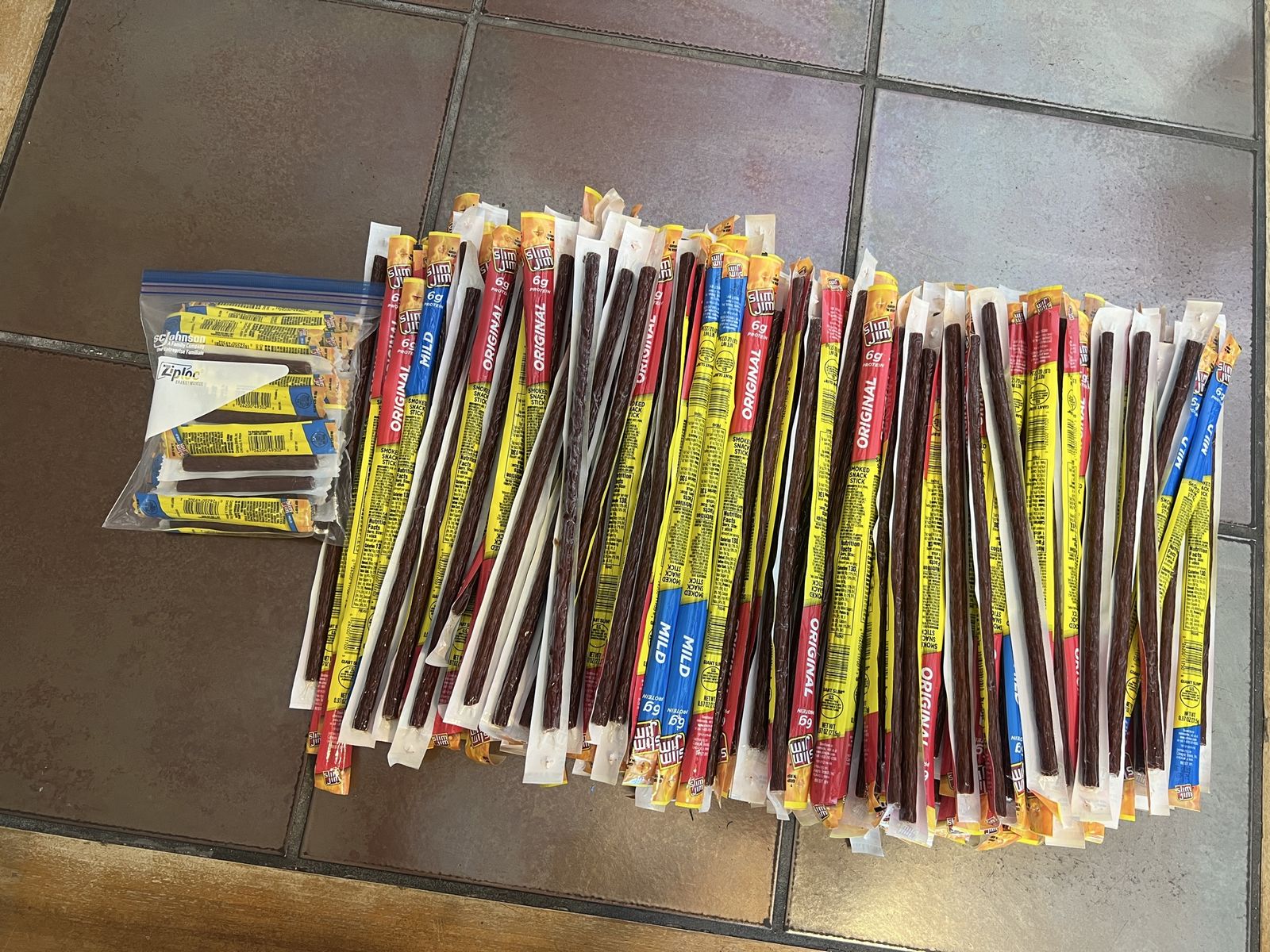 Slim Jims 6G protein 50/$30 or 100/$50 0.97 oz LARGE STICKS - most ORIGINAL, some MILD new/Sealed