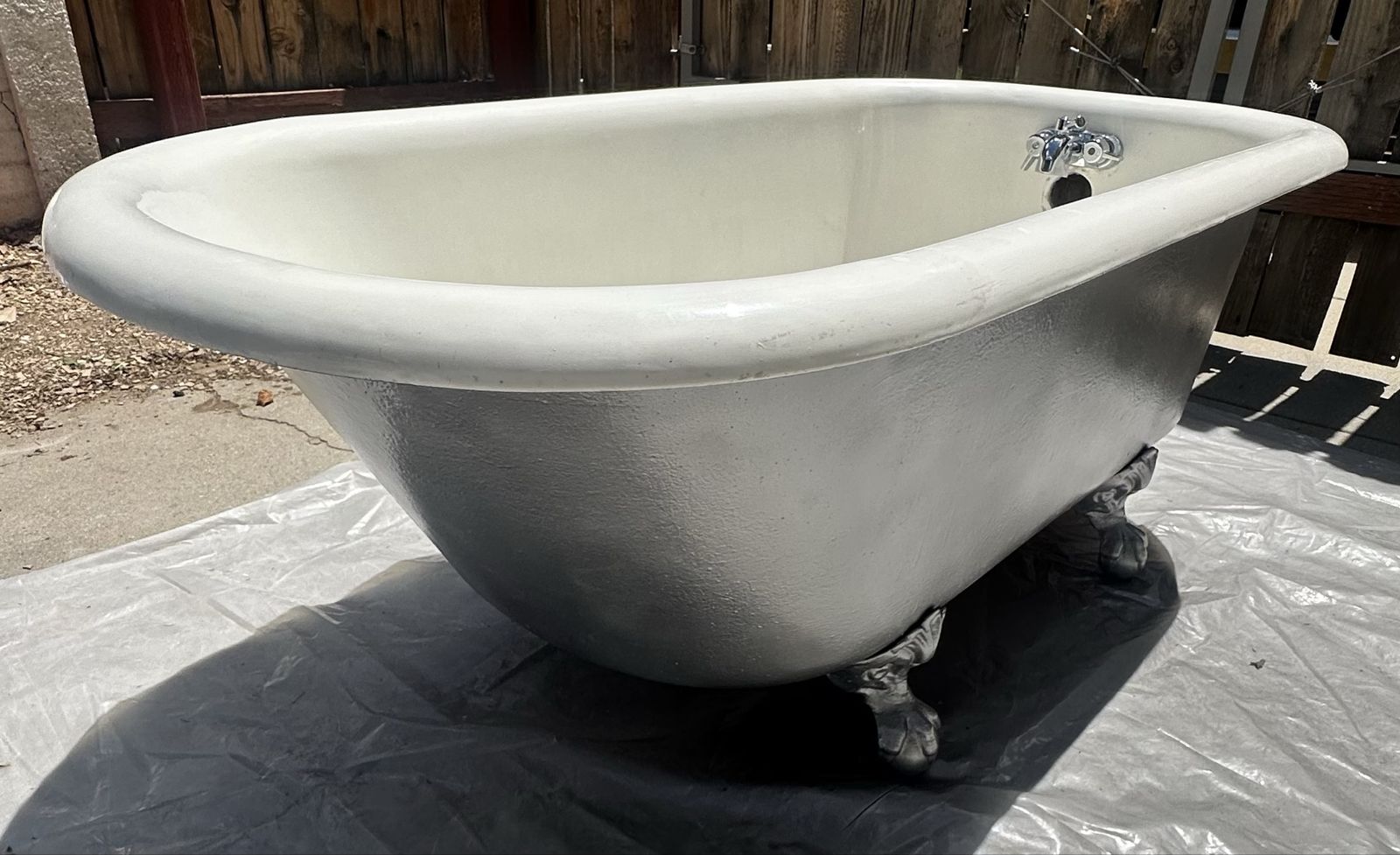 Vintage Cast Iron Clawfoot Bathtub – Refinished Exterior – Original Feet – 54”