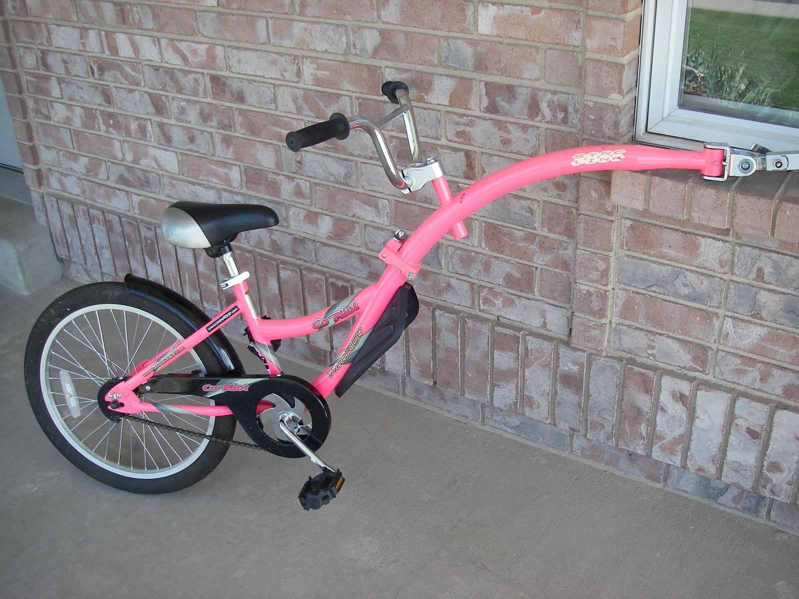 Like New, Pink 20” WeeRide Co-Pilot Folding Tandem Trailer Bike [ ~ ADAMS TRAIL-A-BIKE ] Childs 20 Inch.